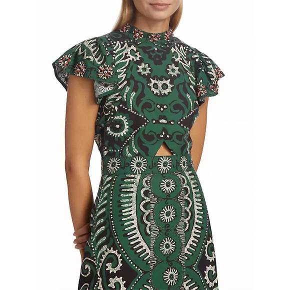 NEW SEA charlough print cut out dress in green - Picture 6 of 6
